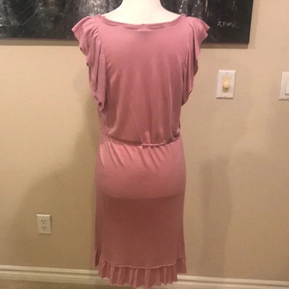 J. Crew Dusty Rose Midi Ruffle Detailing Tie Waist Pullover Dress-Small - Picture 5 of 6
